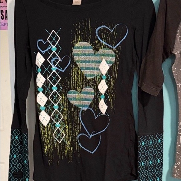Self Esteem Black and Blue Heart Long Sleeve Top - Picture 5 of 5